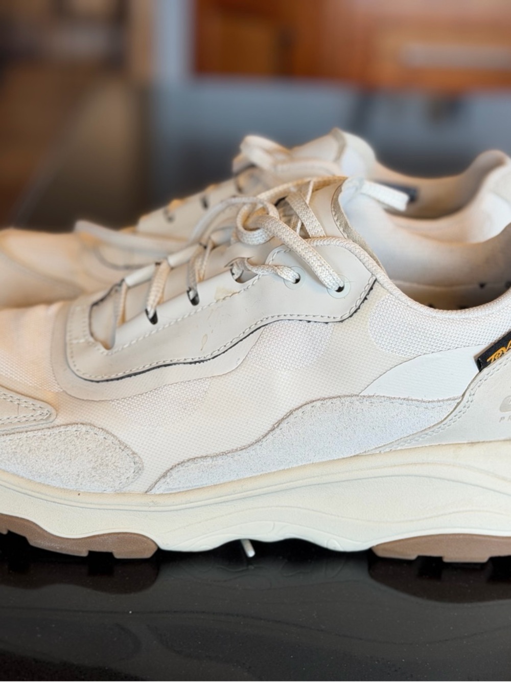 Teva Women's Waterproof Leather Sneakers in Off-White and Tan